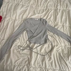 grey wrap top